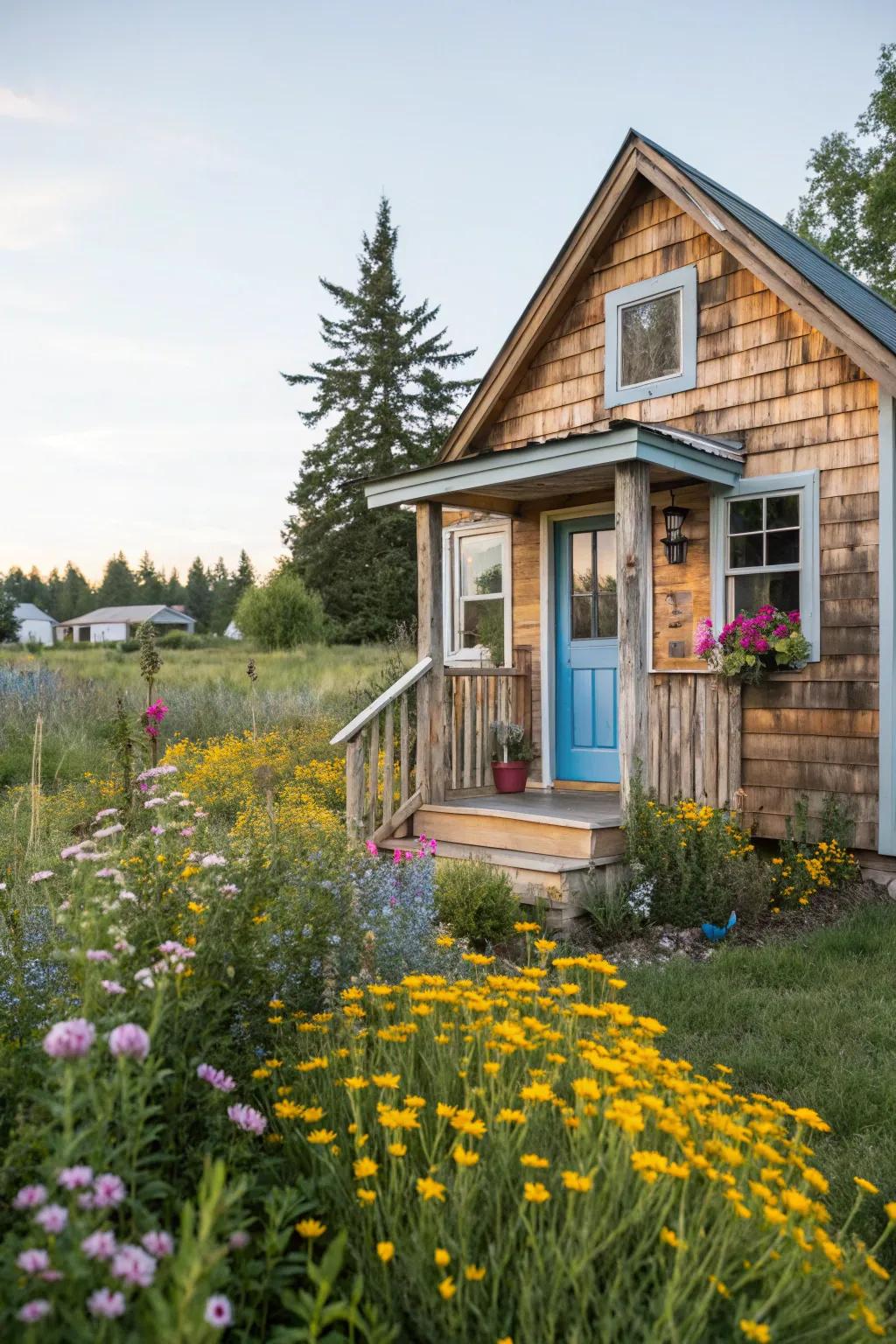 Reclaimed wood siding brings rustic charm and sustainability to tiny houses.