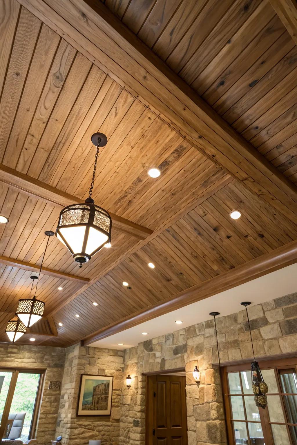 Lighting plays a crucial role in enhancing the outdoor ceiling's appeal.