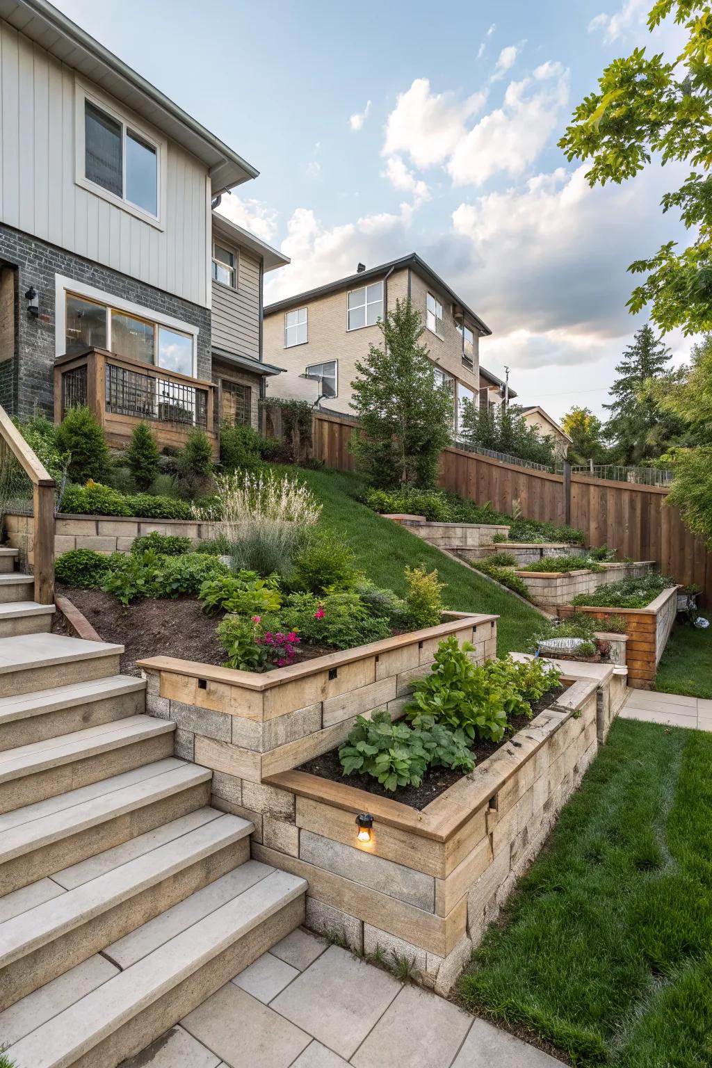 Add depth to your backyard with different levels and textures.