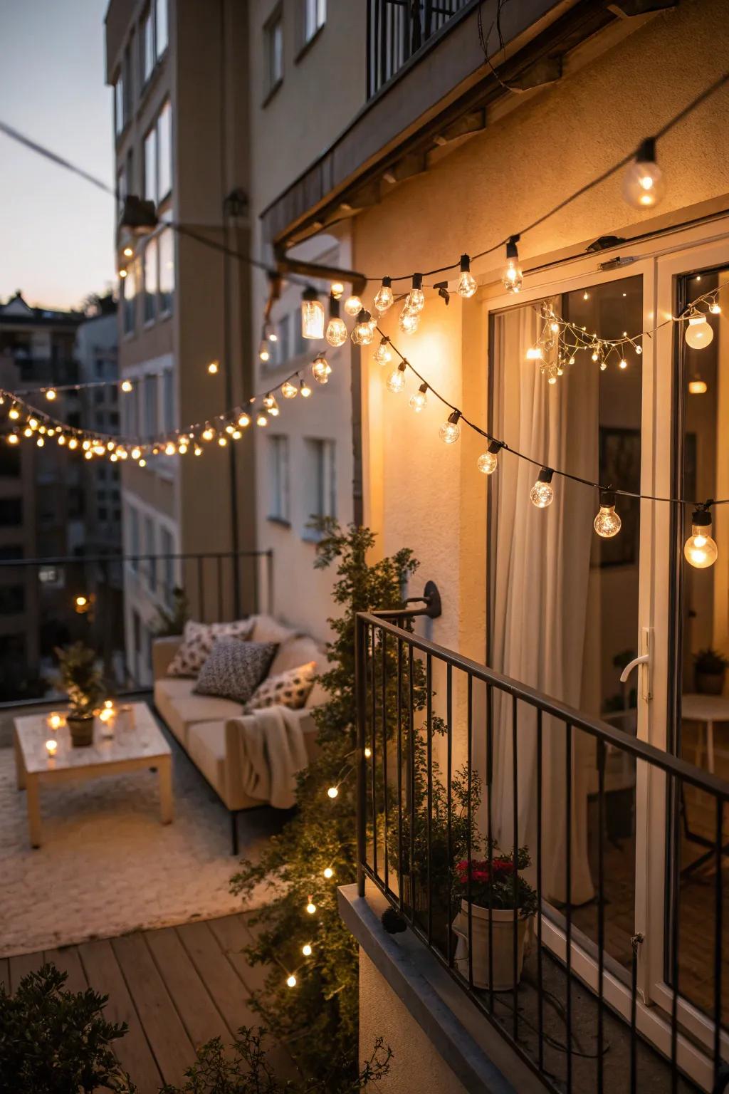 Magical ambiance created by string lights.