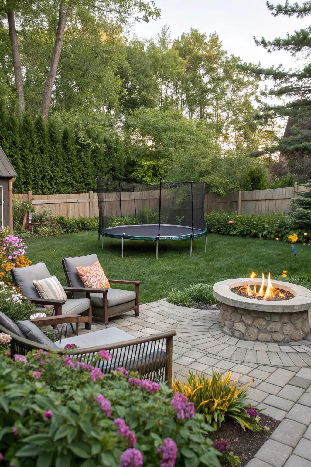 Relax and enjoy your garden with a trampoline lounge area.