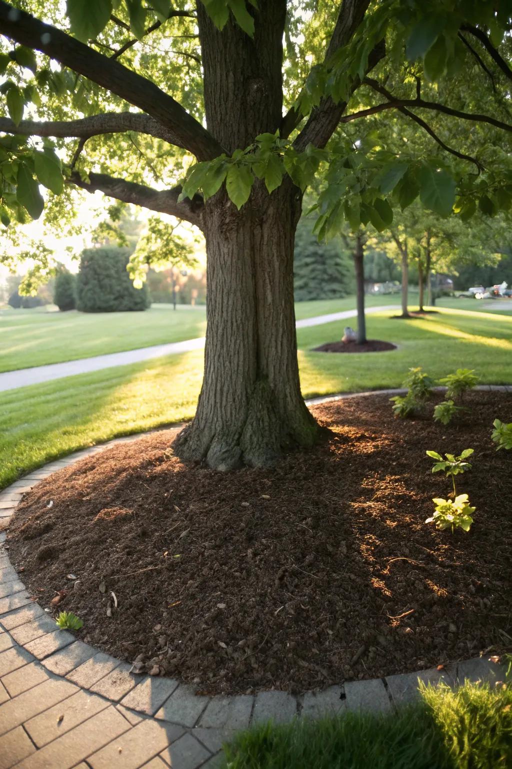 Mulch adds both function and beauty to tree landscapes.