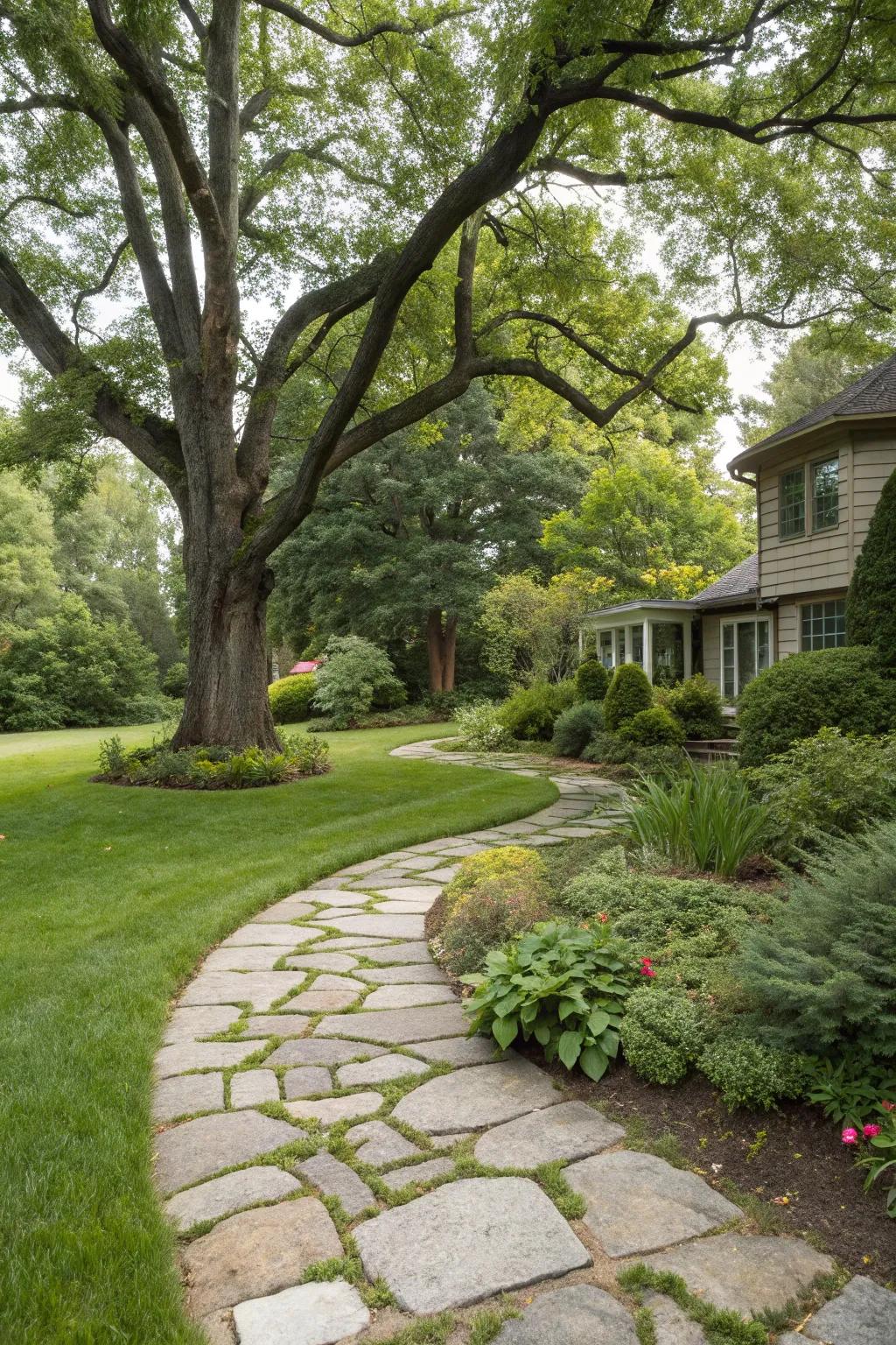 Stone pathways add charm and accessibility to your landscape.