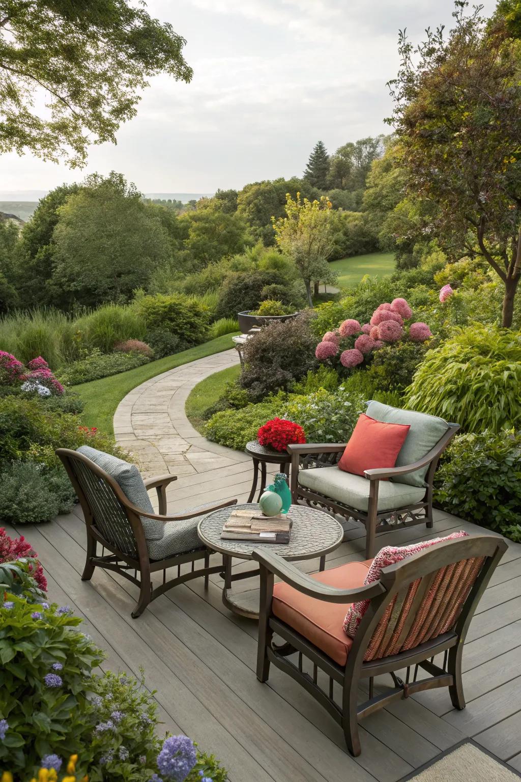 Matching outdoor furniture with deck colors for a cohesive appearance.