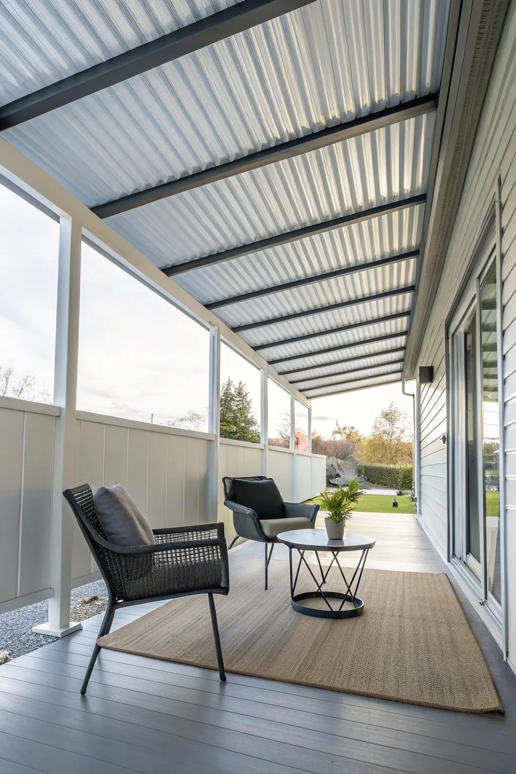 Aluminum roofing offers a durable and modern solution for under-deck spaces.