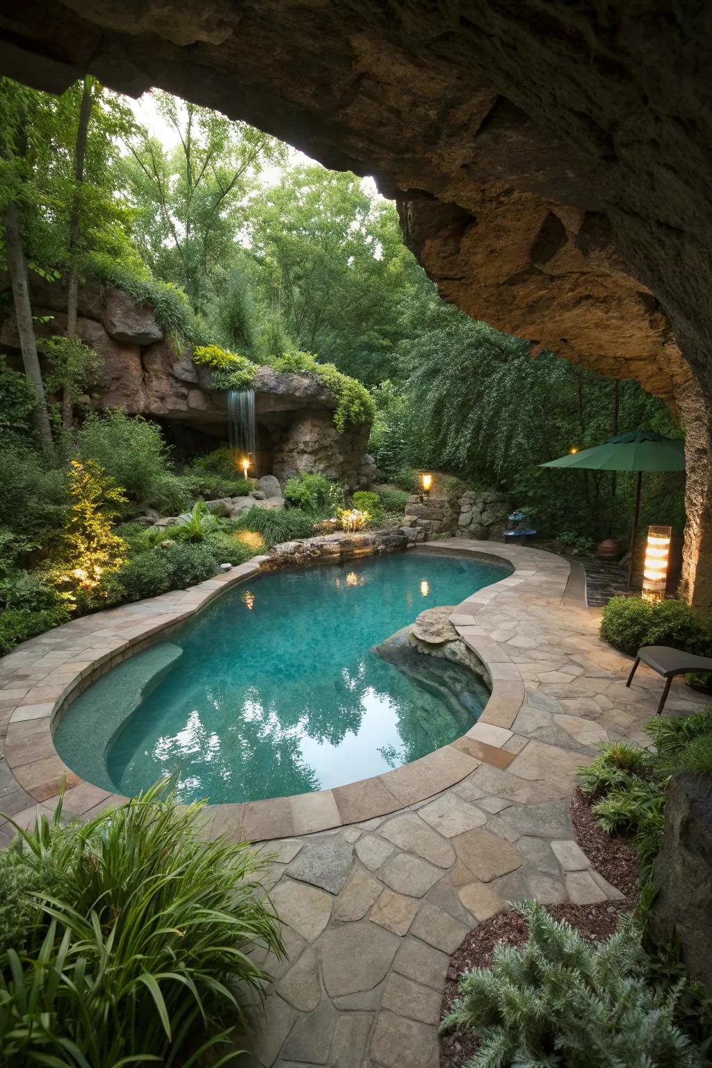 A uniquely shaped pool that stands out as a captivating focal point.