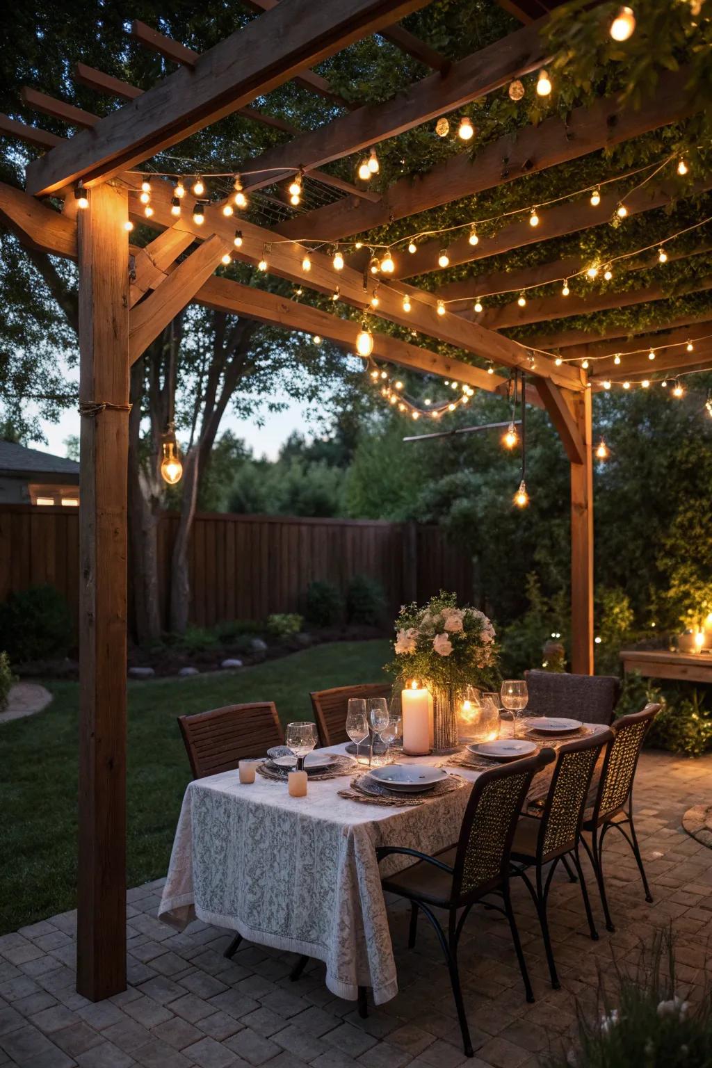 String lights add a magical feel to any pergola.