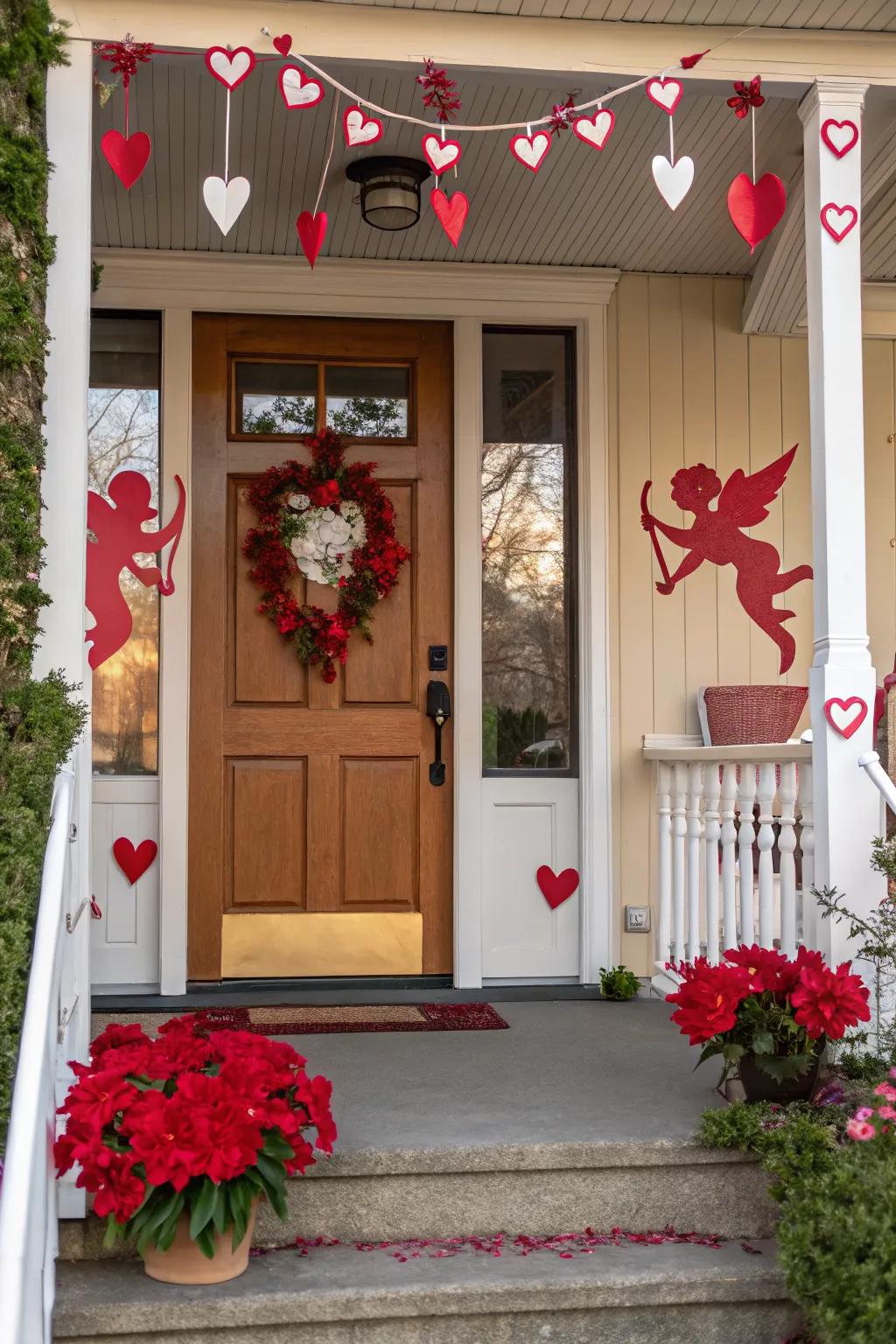 Cupids and arrows add a playful, festive touch to your door decorations.