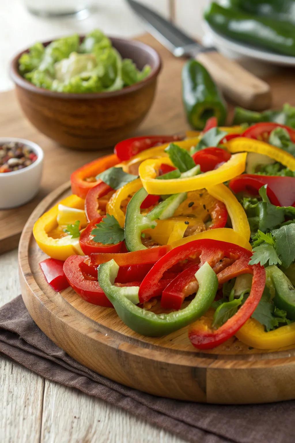 Sweet bell peppers not only add color but also a delightful crunch to salads.