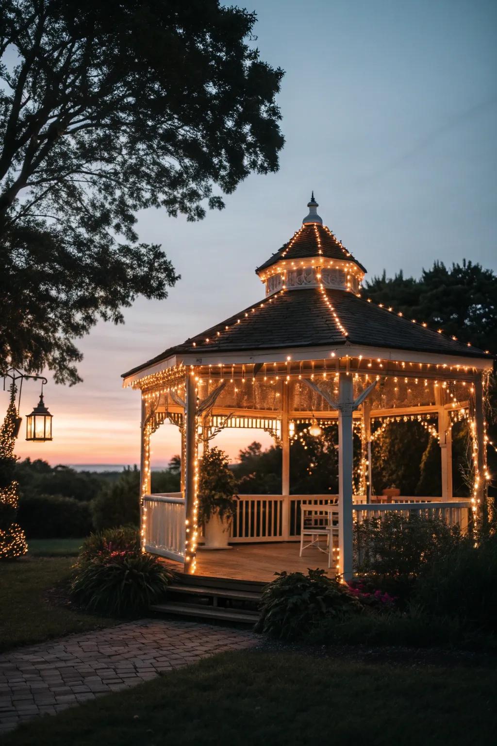 String lights add a magical glow to your evening ceremony.