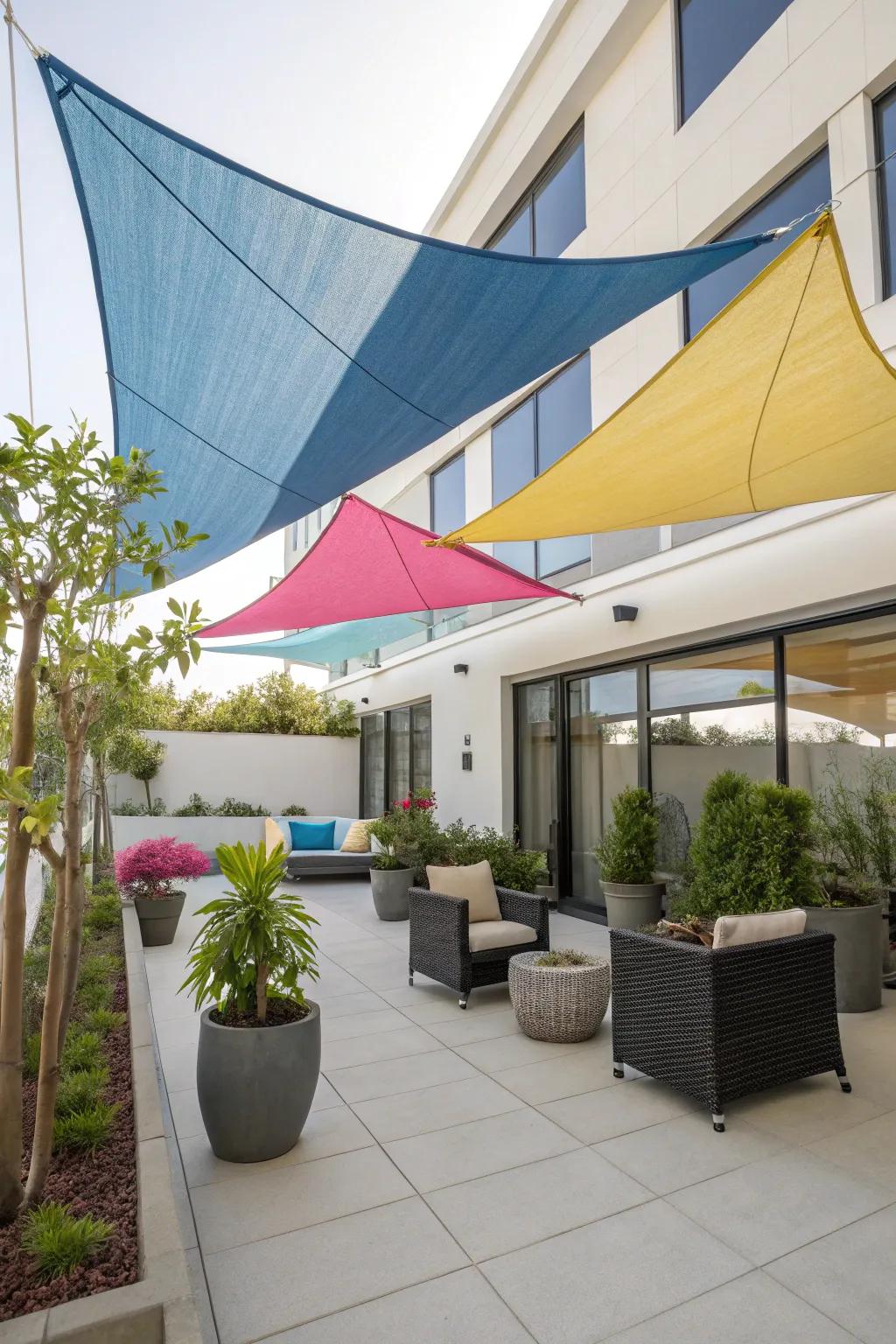Shade sails deliver both style and sun protection.