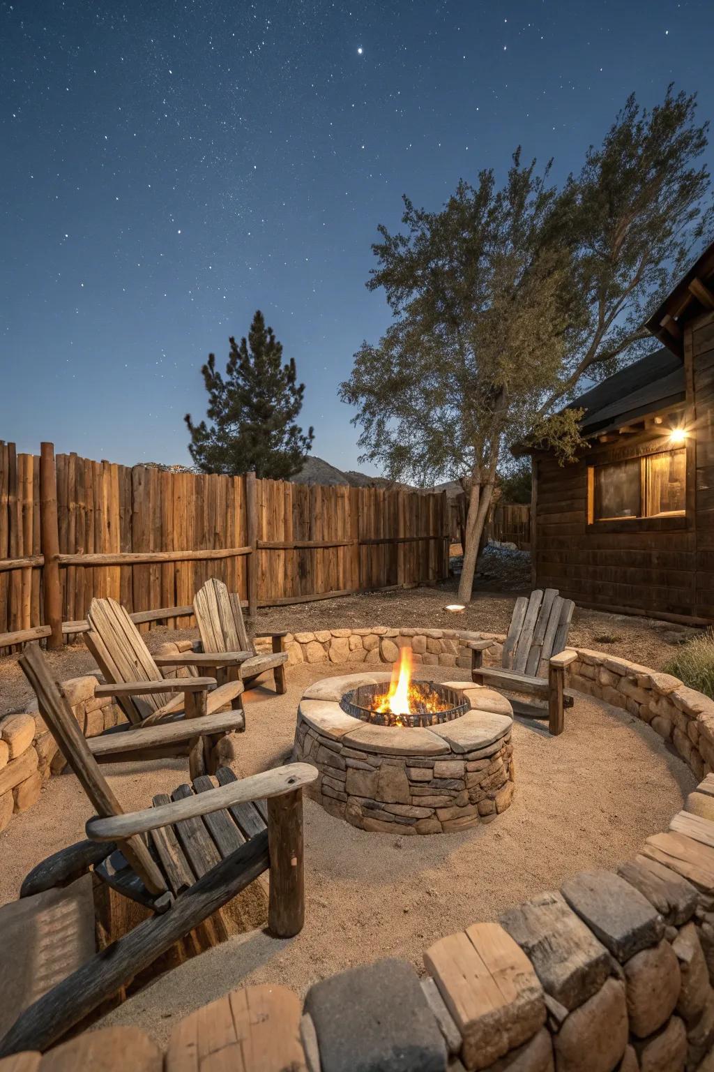 Gather around a cozy fire pit for warm nights in your backyard.