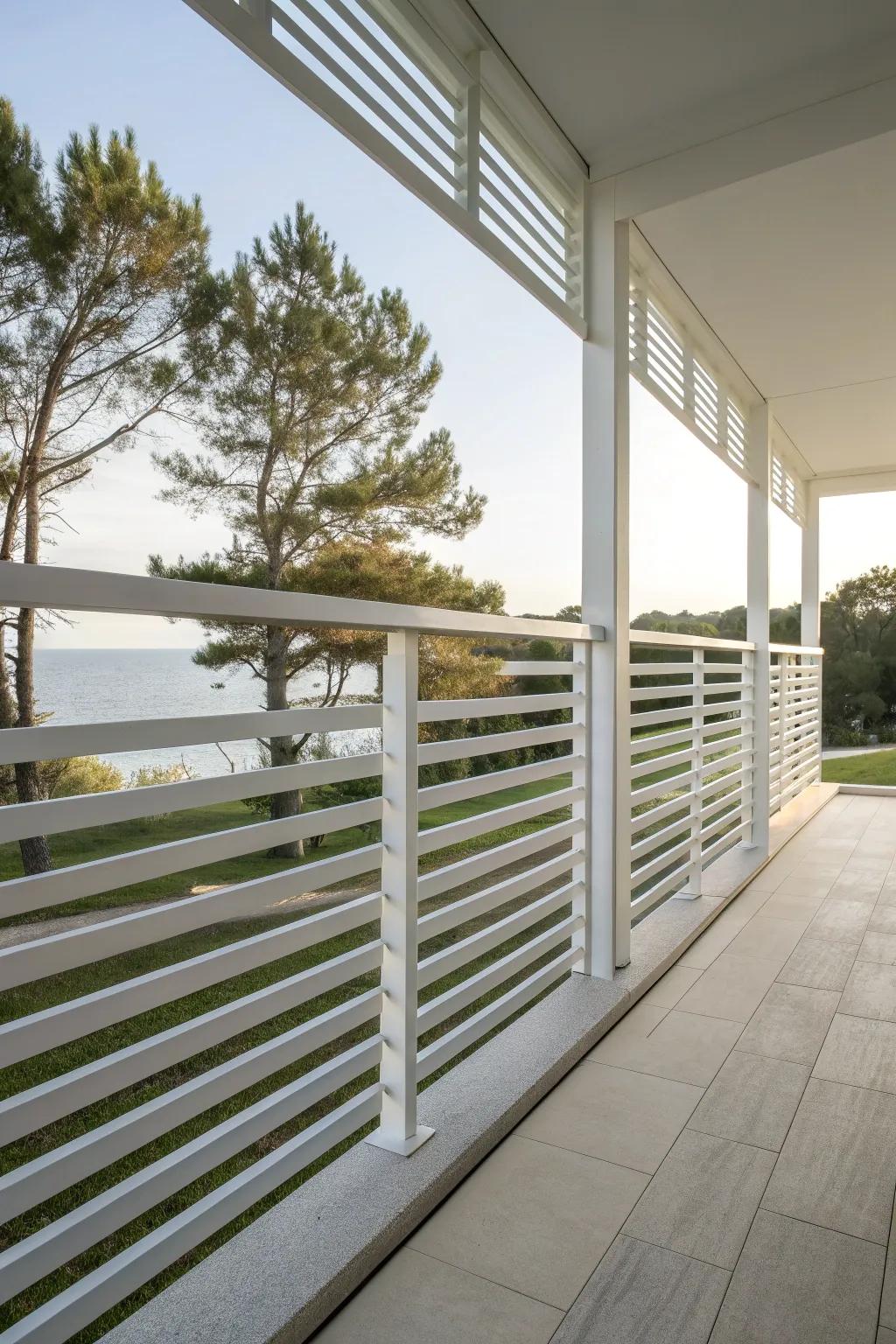 Modern horizontal slats provide privacy and style.