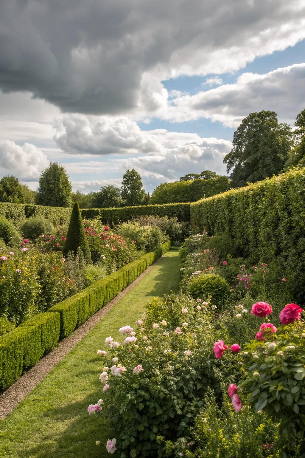 Hedge rows create a natural wind barrier and add greenery.