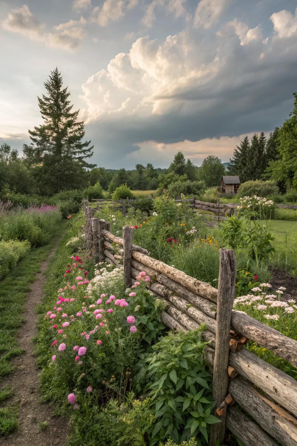 Natural material fences bring rustic charm and effective wind protection.