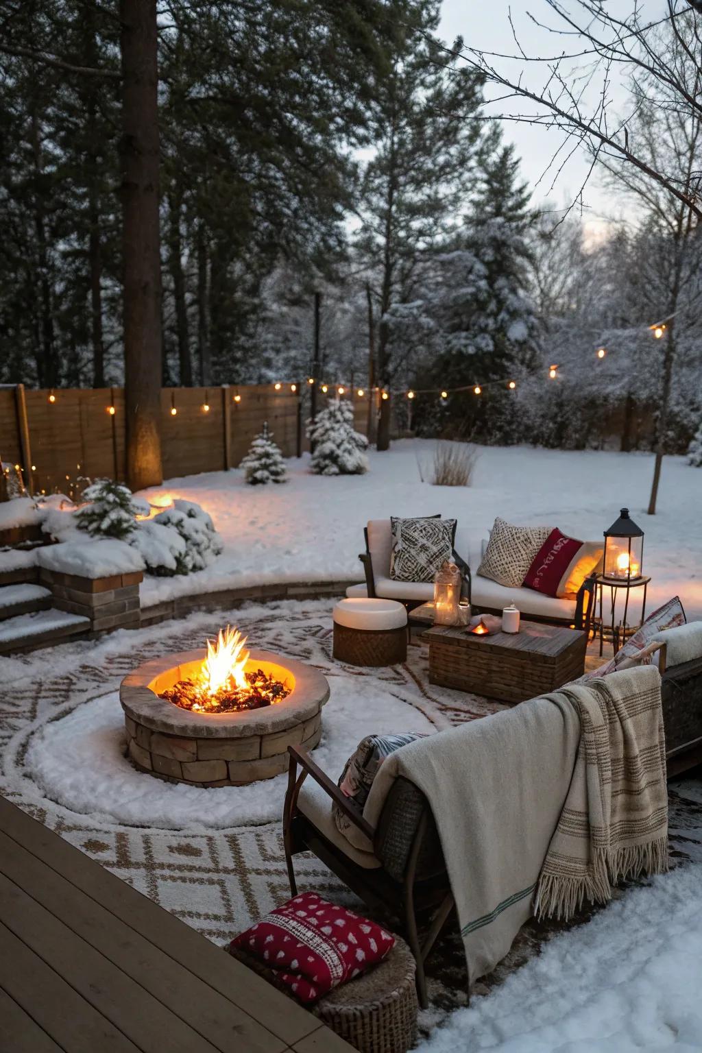 A fire pit brings warmth and social ambiance to your winter space.