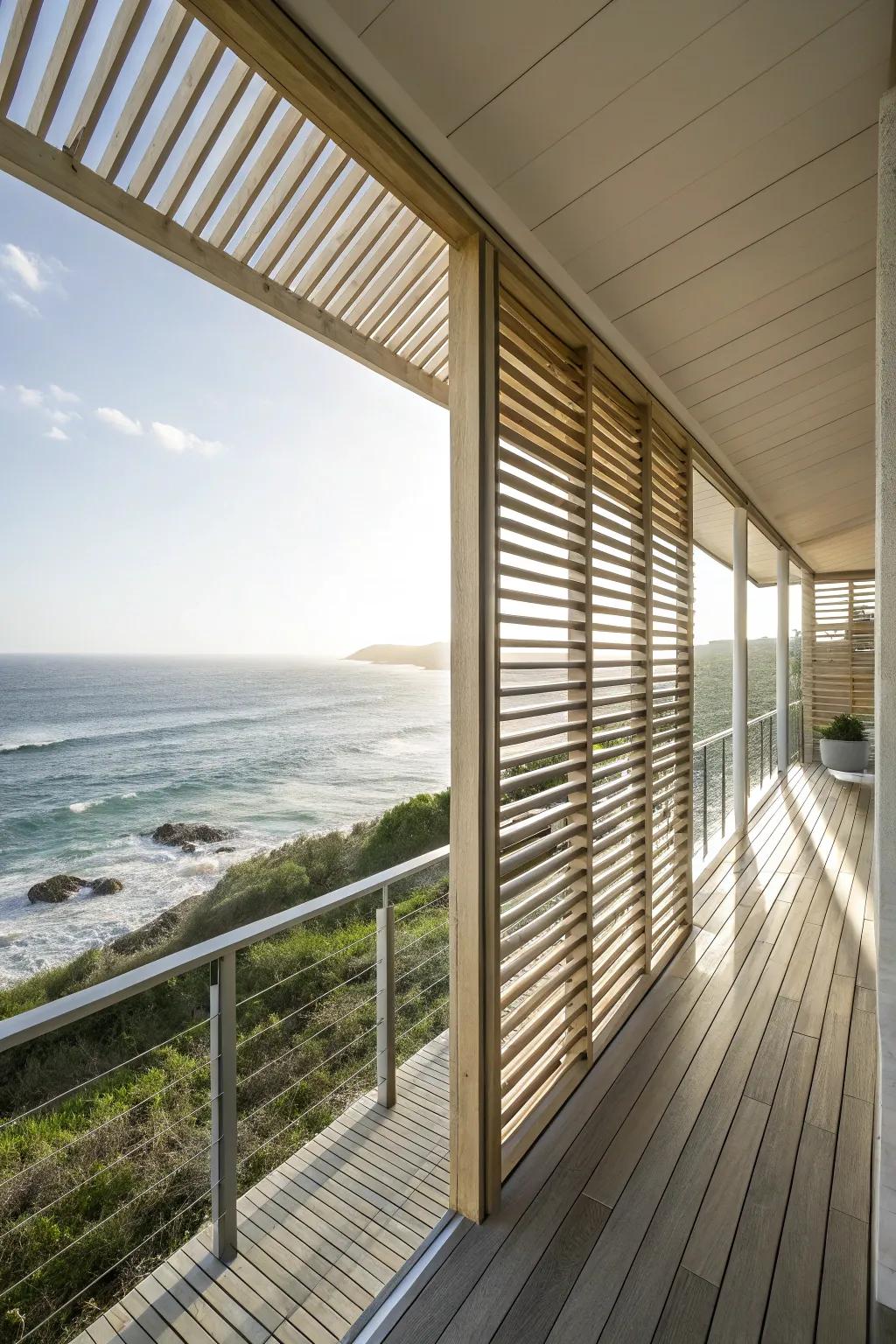 Modern horizontal slats ensure unobstructed views.