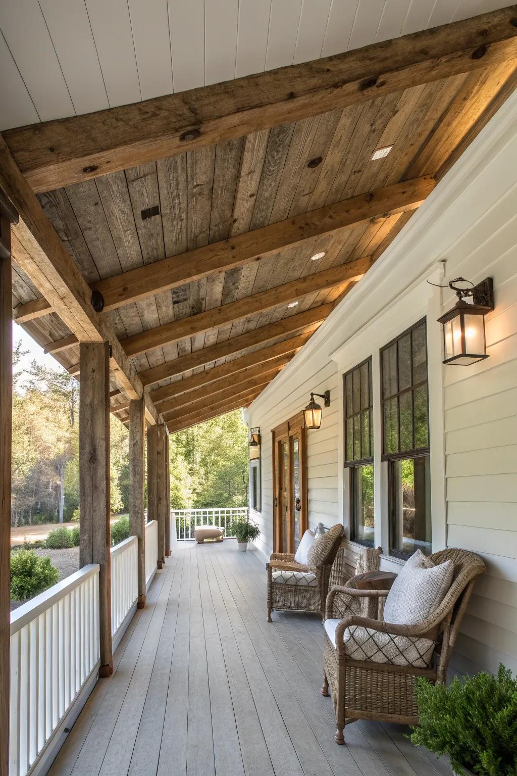 Rustic exposed beams provide architectural interest.