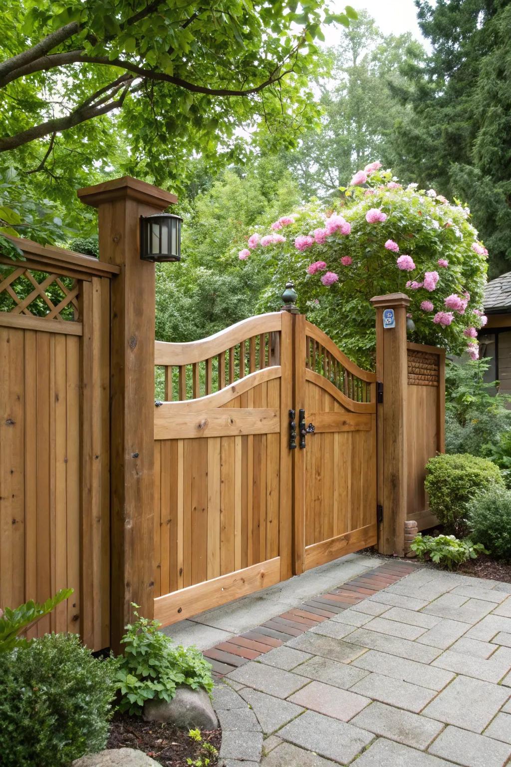 A natural finish gate highlighting the beauty of wood grain.