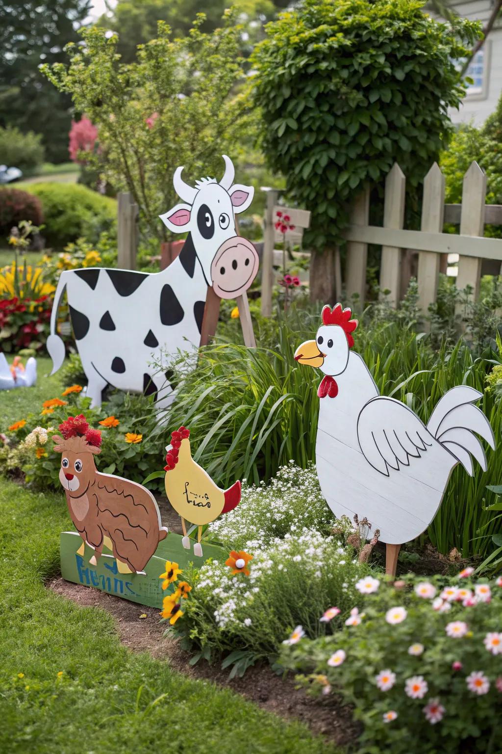 Create a farmyard fantasy with diverse animal cutouts.