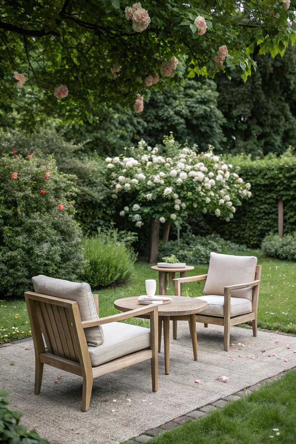 Relax in a minimalist seating area.