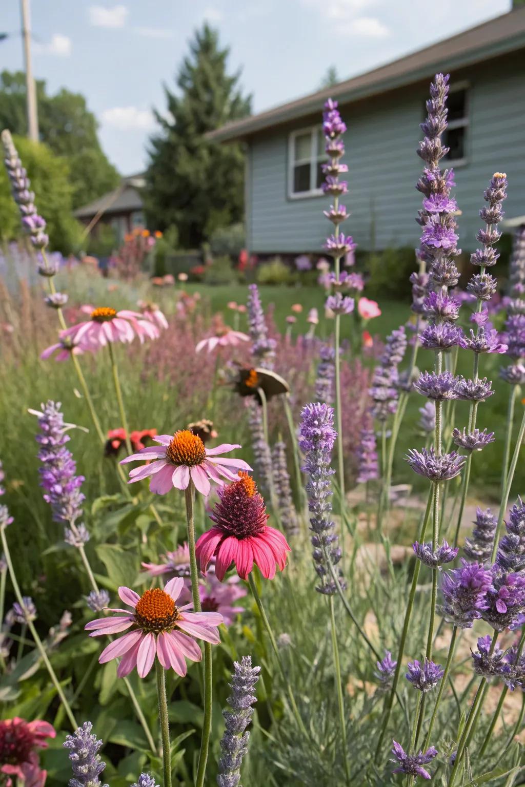 A vibrant pollinator garden buzzing with life in zone 7.