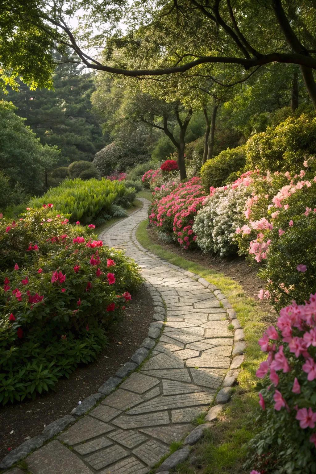Stone pathways bring rustic charm and structure to any garden.