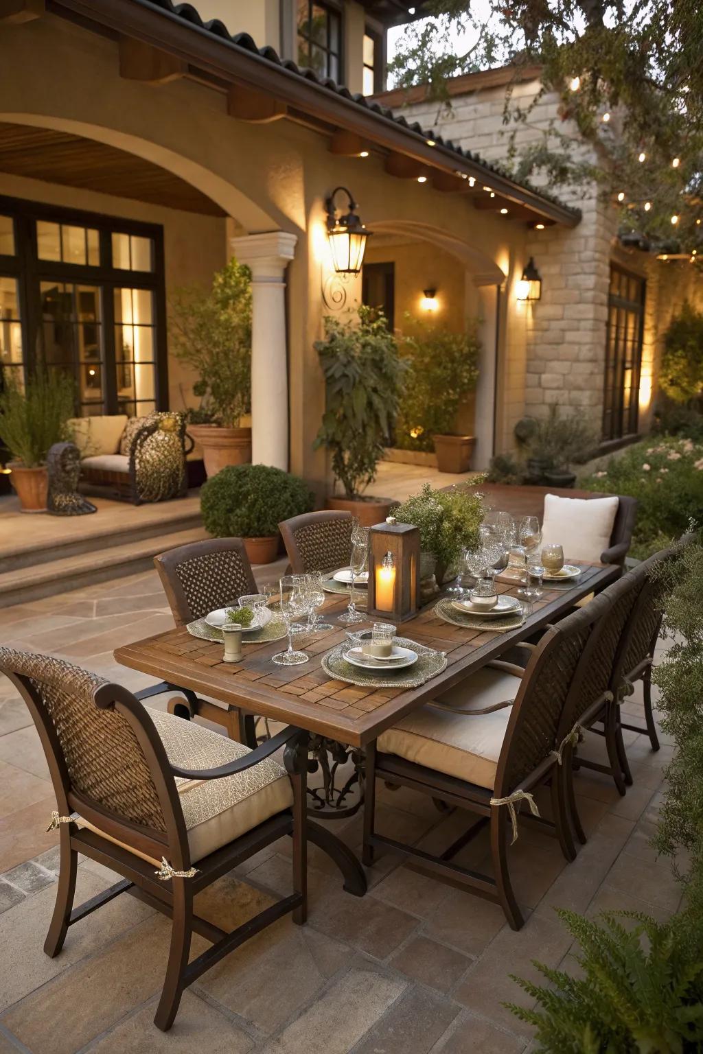 Enjoy alfresco meals with a stylish outdoor dining set.