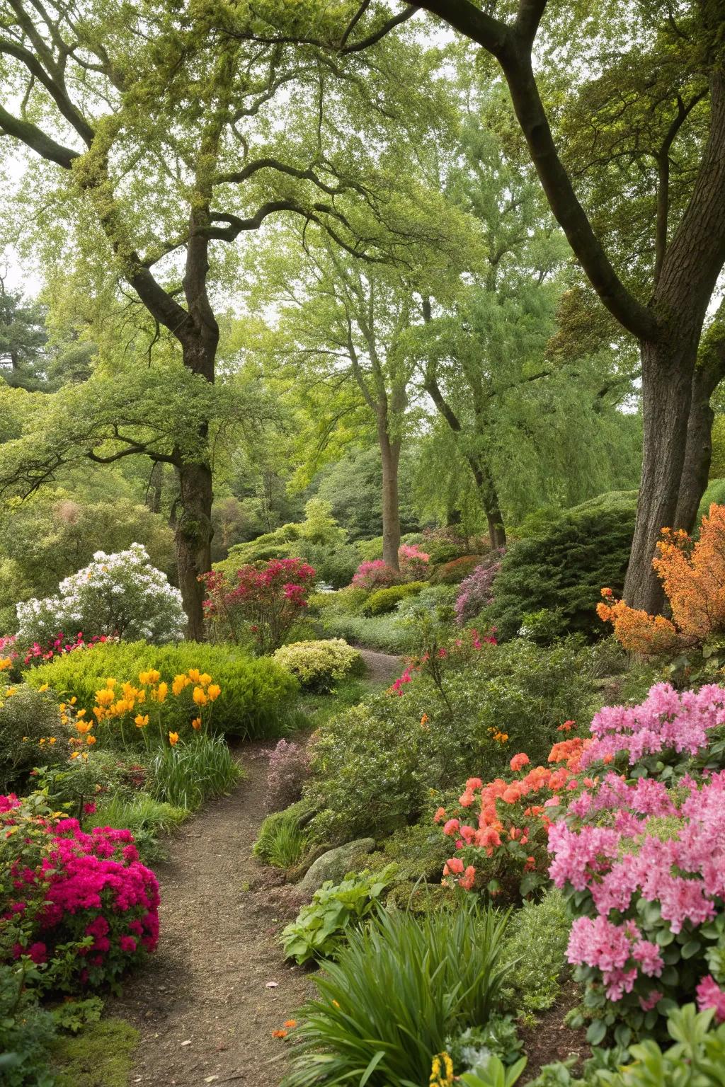 Lush greenery fosters a serene and inviting atmosphere.