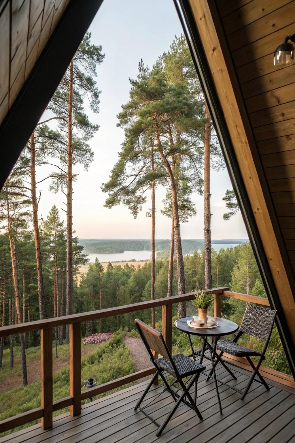 A bistro set offers a delightful dining experience on a balcony.
