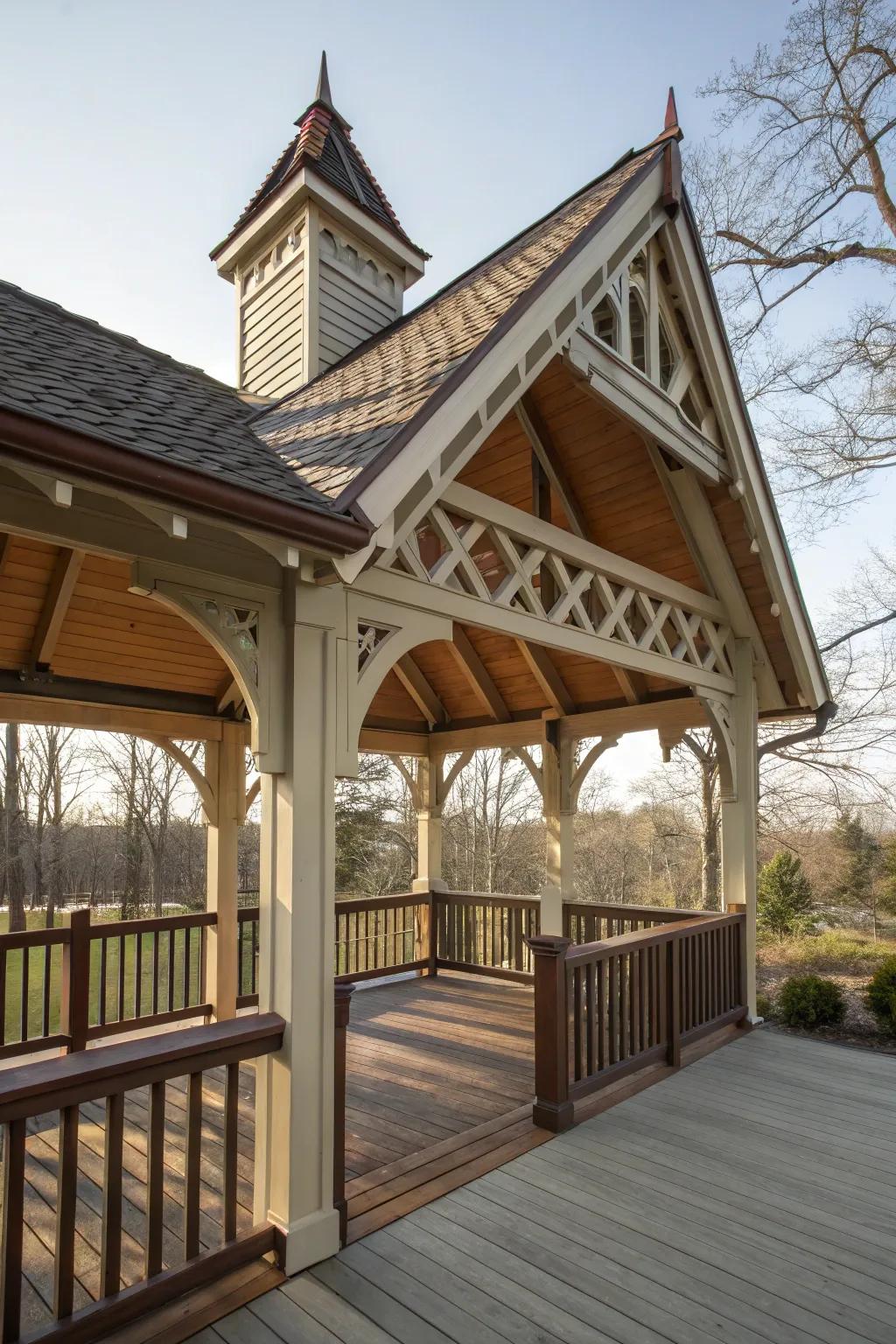 Architectural details add an eye-catching element to this porch.