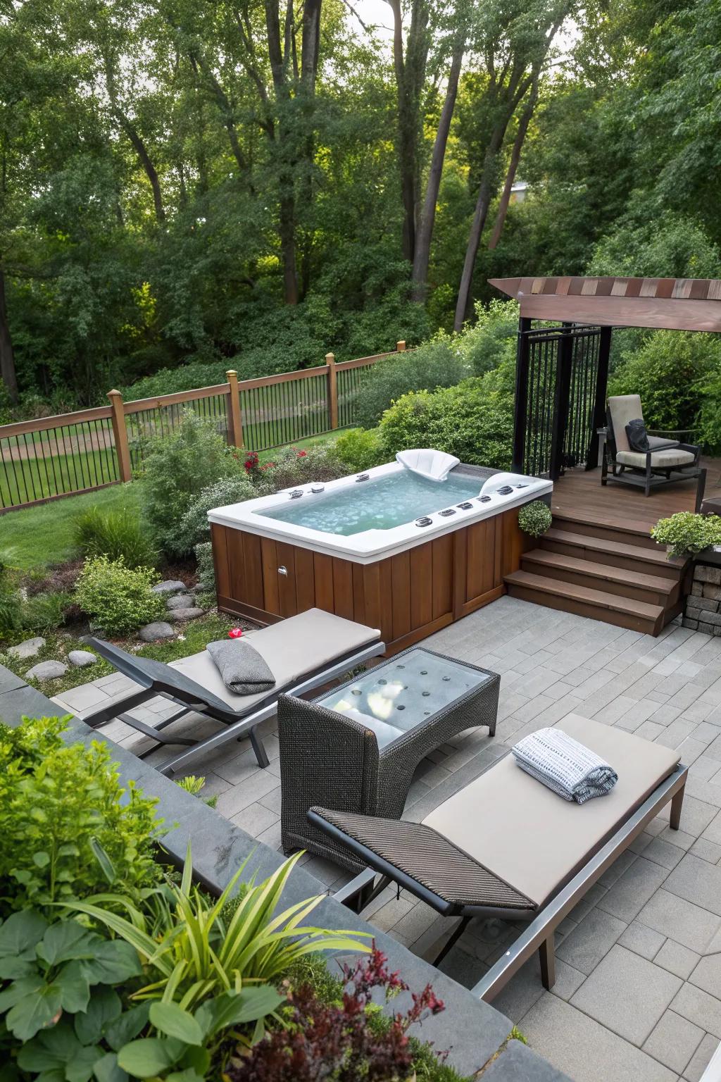 Comfortable seating turns your swim spa deck into a social hub.