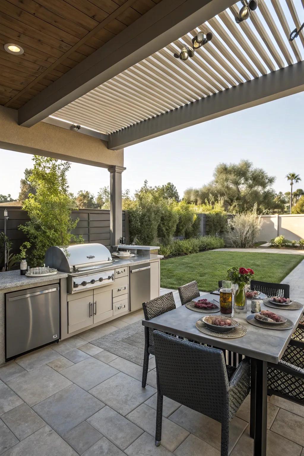 Cook and entertain effortlessly with an integrated outdoor kitchen.