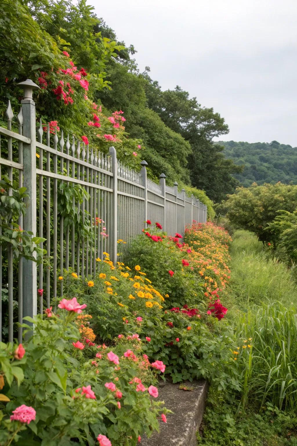 Nature's embrace: a fence that complements its surroundings.