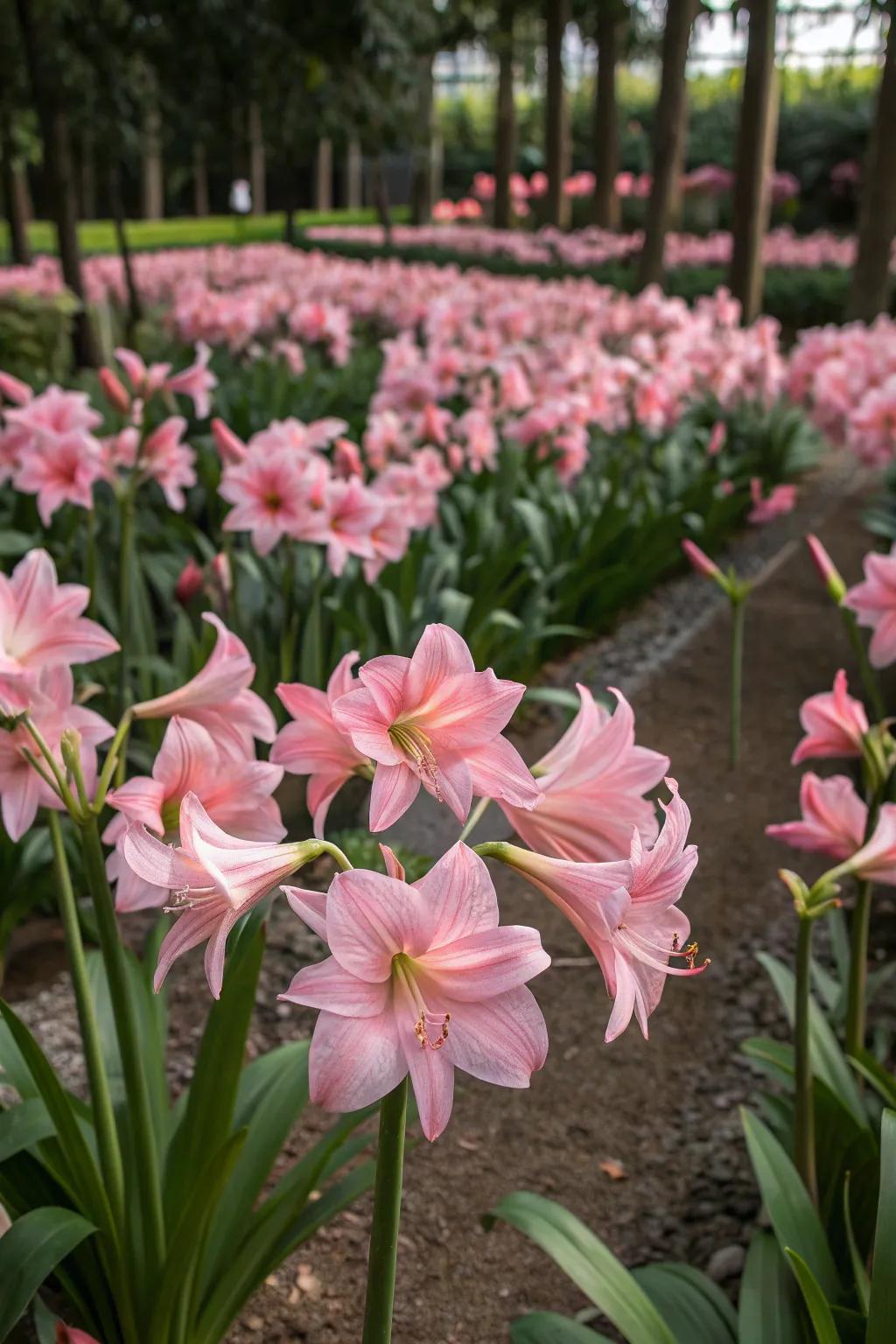 A harmonious color theme with pink amaryllis.