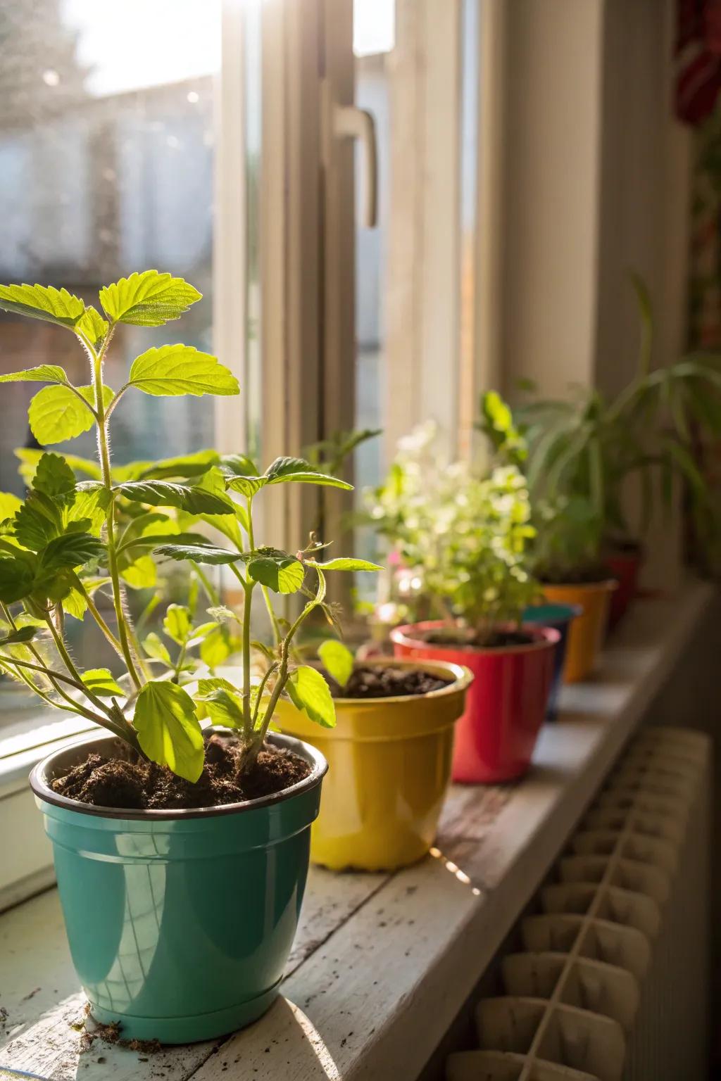 Brighten your room with a vibrant window sill garden.