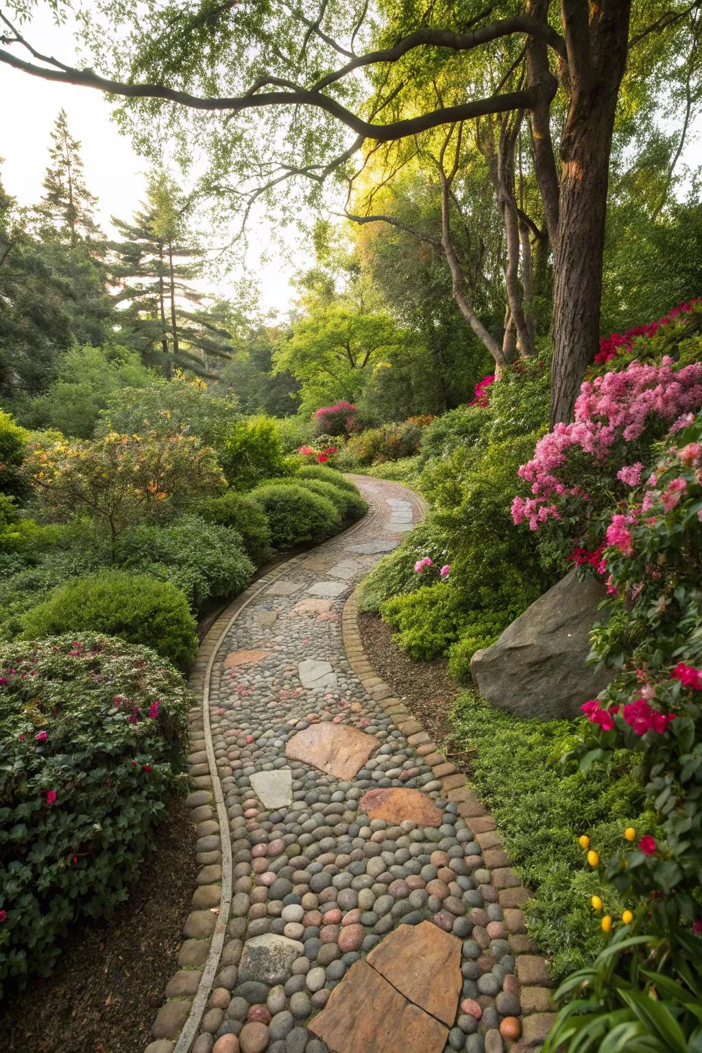 Pebble art paths bring a creative and textured element to your garden landscape.