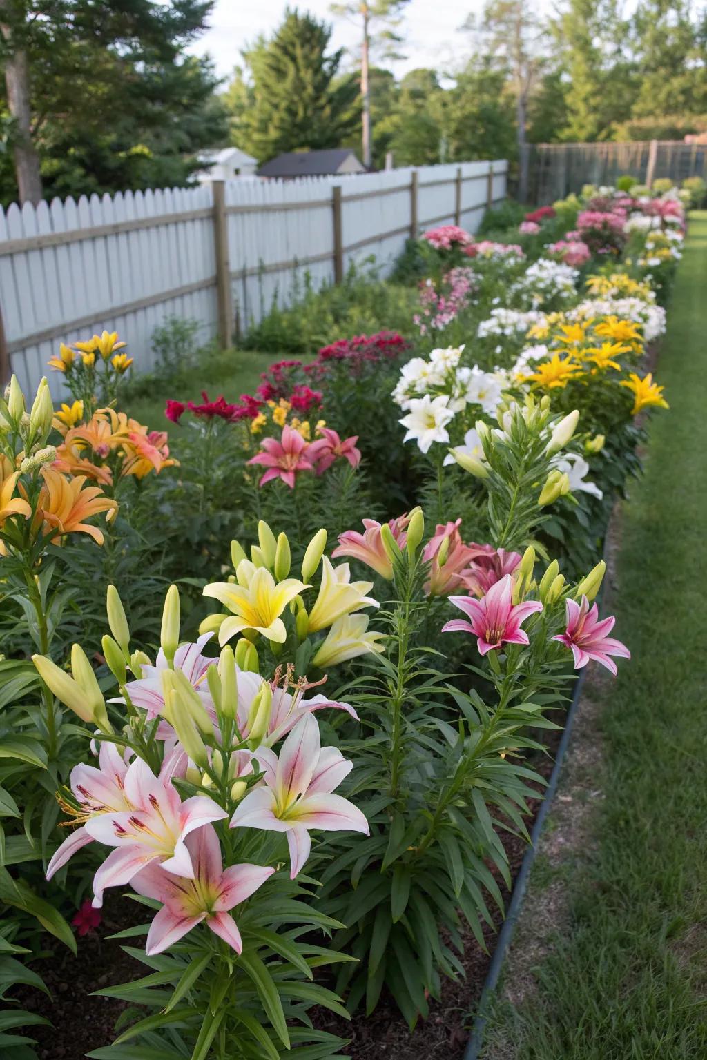 A vibrant grouping of Asiatic lilies for visual impact.