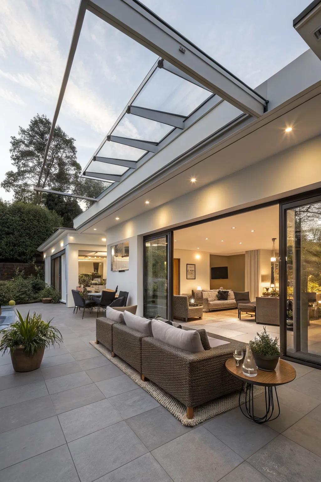A modern roof extension that blends indoor and outdoor living.