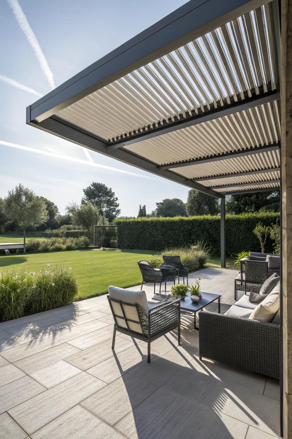 Louvered roofs give you control over sunlight and rain.