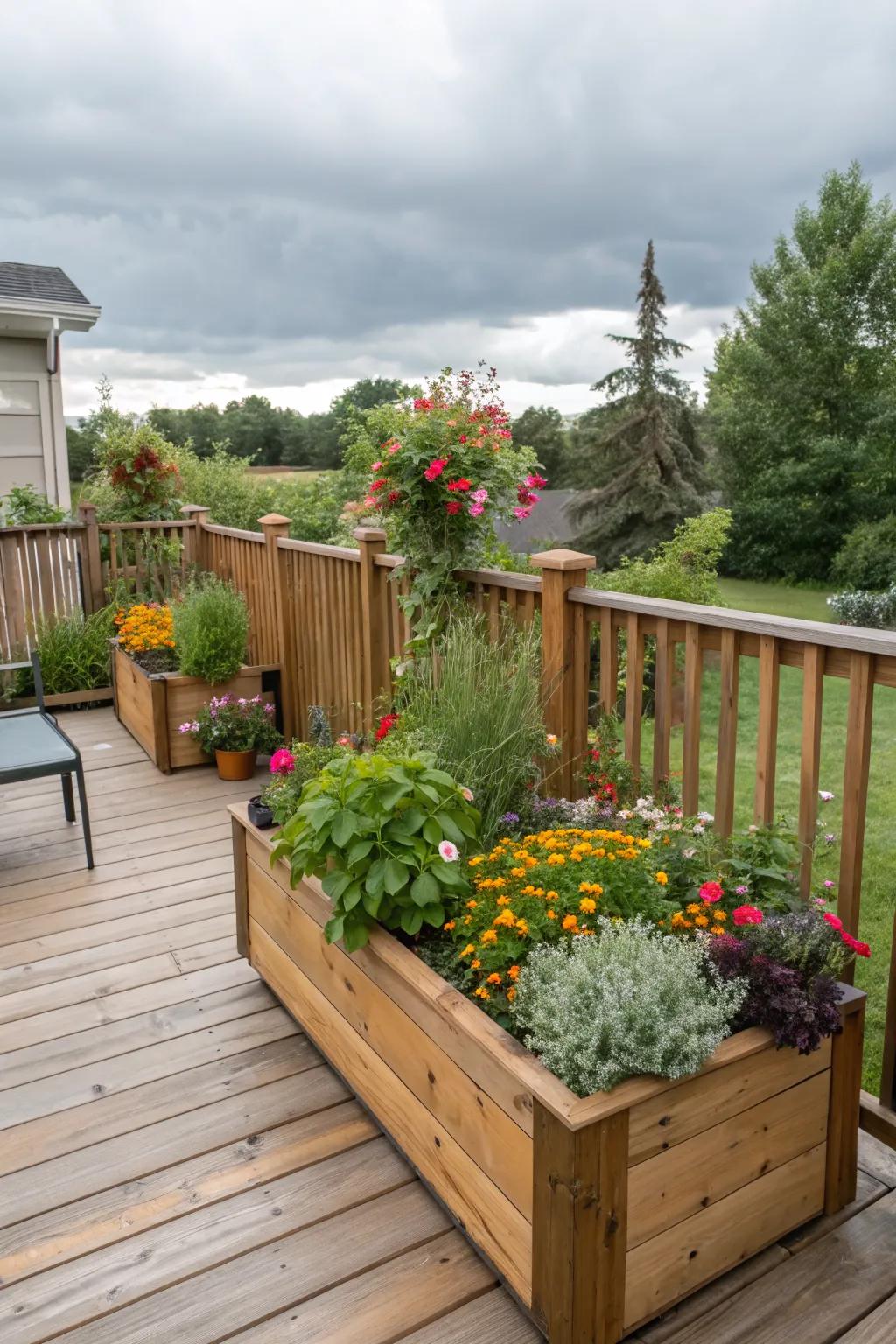 DIY planter boxes bring life and color to your deck.
