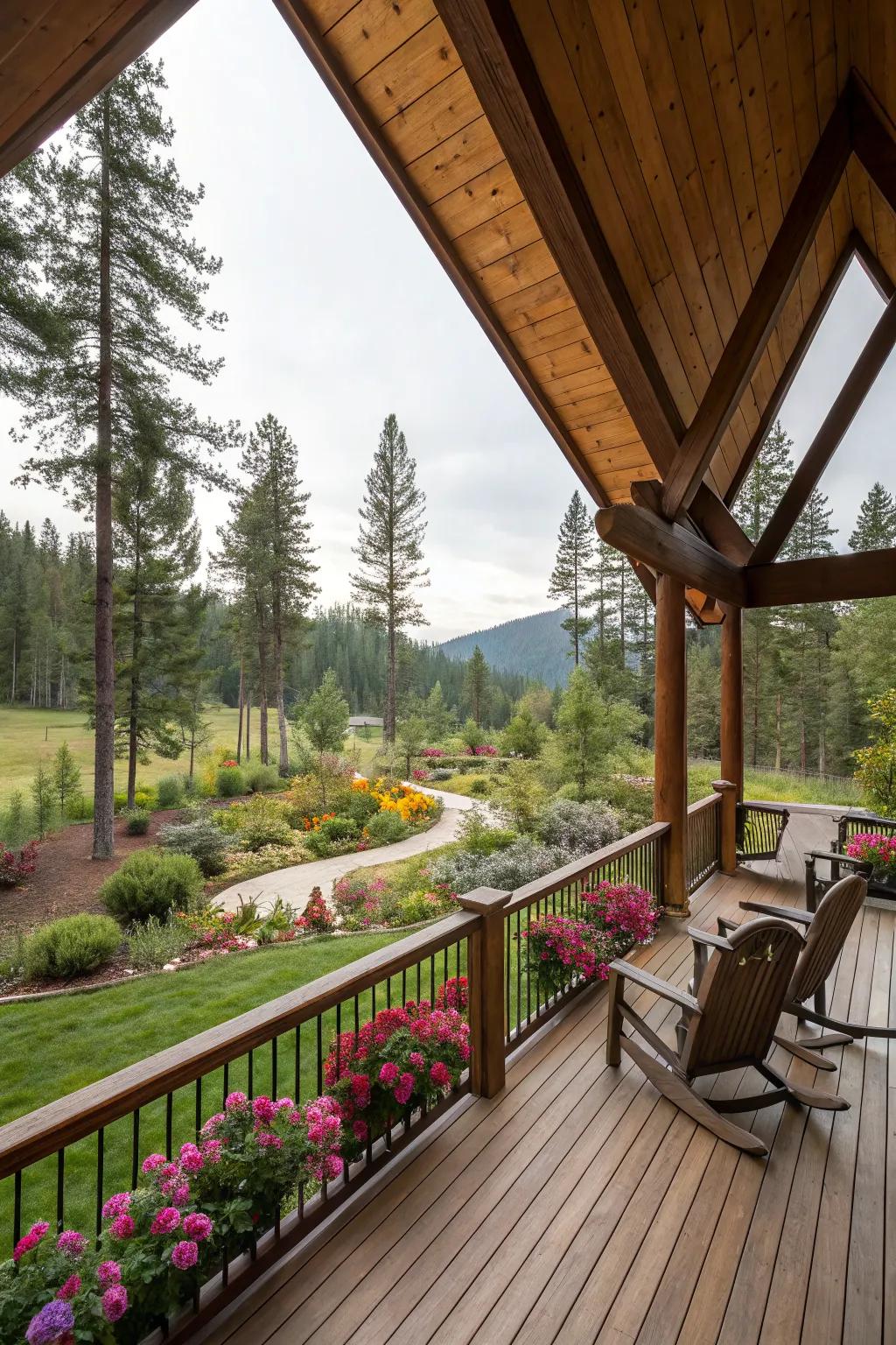 An A-frame structure adds rustic charm to any backyard deck.