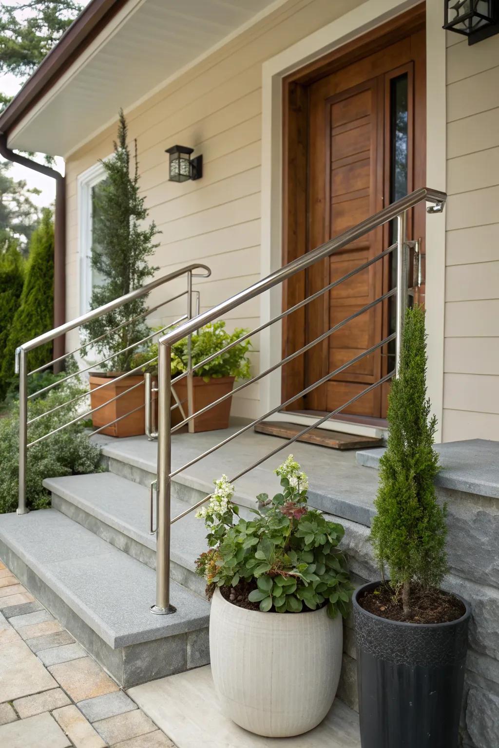 Handrails add safety and a touch of style to your landing.