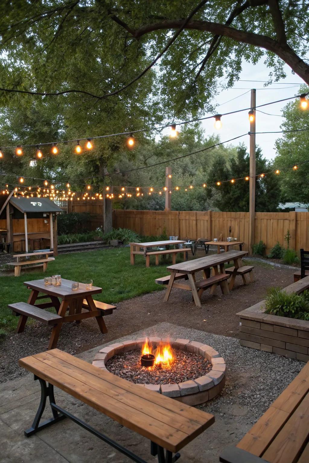 A fire pit becomes the heart of your outdoor space.