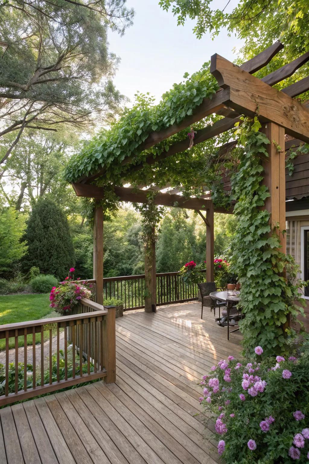 Pergolas add shade and a touch of elegance.
