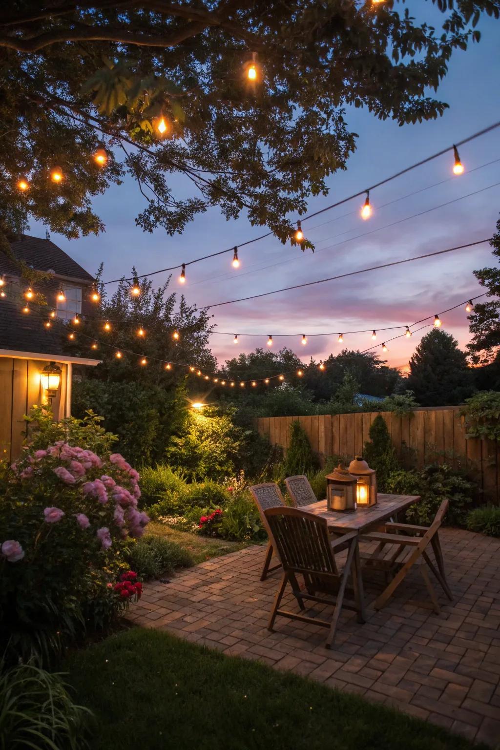 Outdoor lighting extends your backyard's usability into the evening.