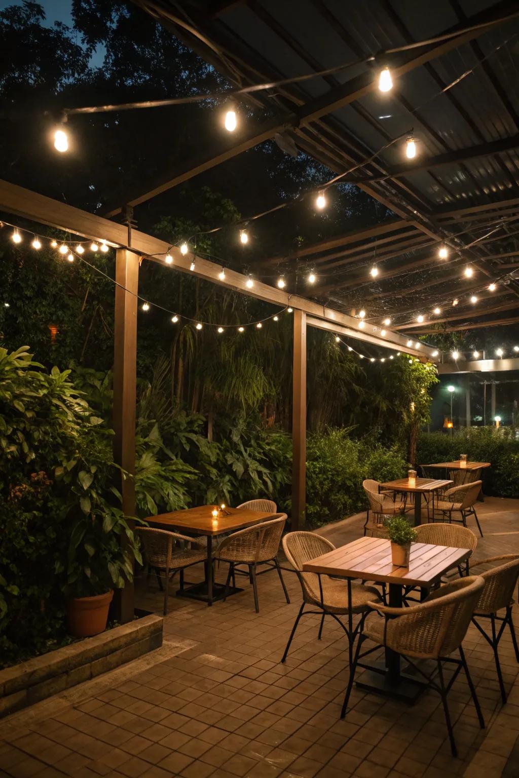 Illuminate your patio with enchanting string lights.