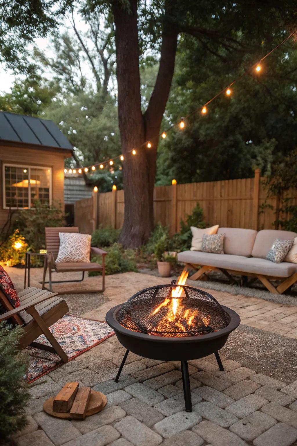 A portable fire pit with a detachable grill offers versatility for any occasion.