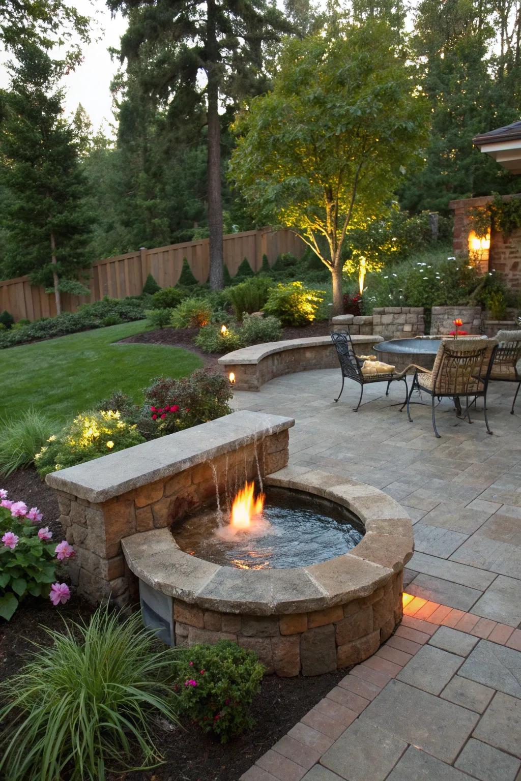Combine fire and water for a stunning backyard feature.