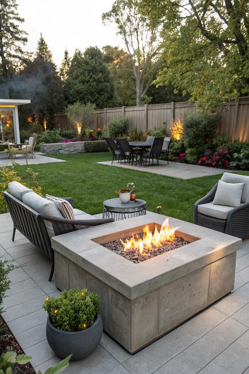 Combine durability and style with a concrete gas fire pit.